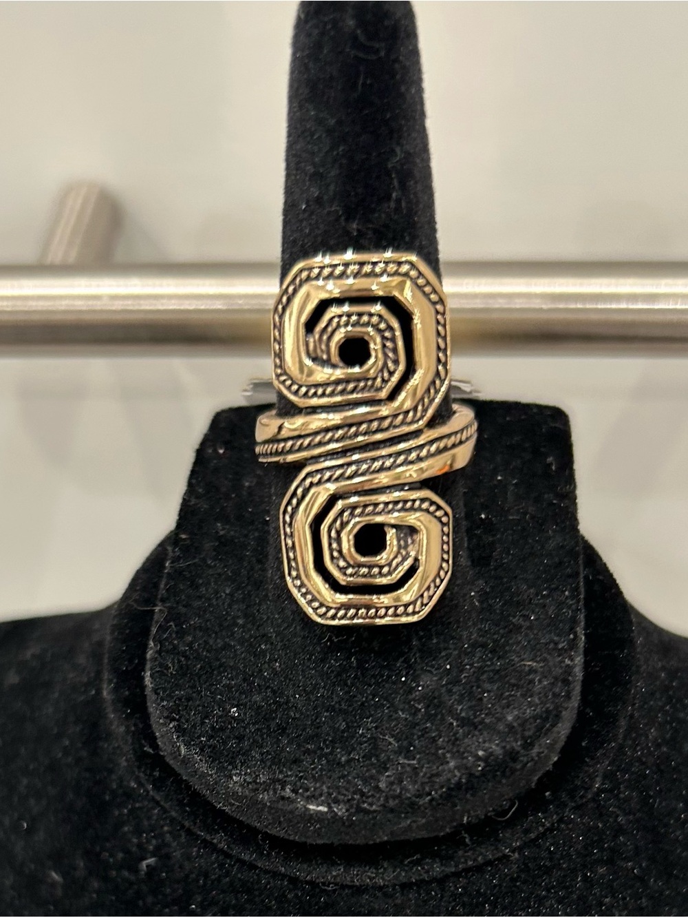 Barse Gold-Tone Double Spiral Statement Ring